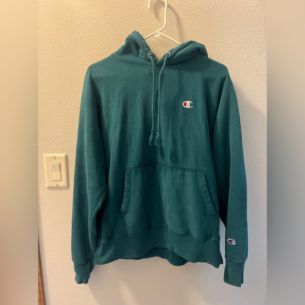 Champion Reverse Weave Teal Green Hoodie - Picture 2 of 4
